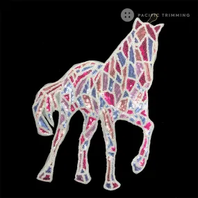 10" Sequin Horse Patch Iron On : PA190002 10" Sequin Horse Patch Iron On : PA190002