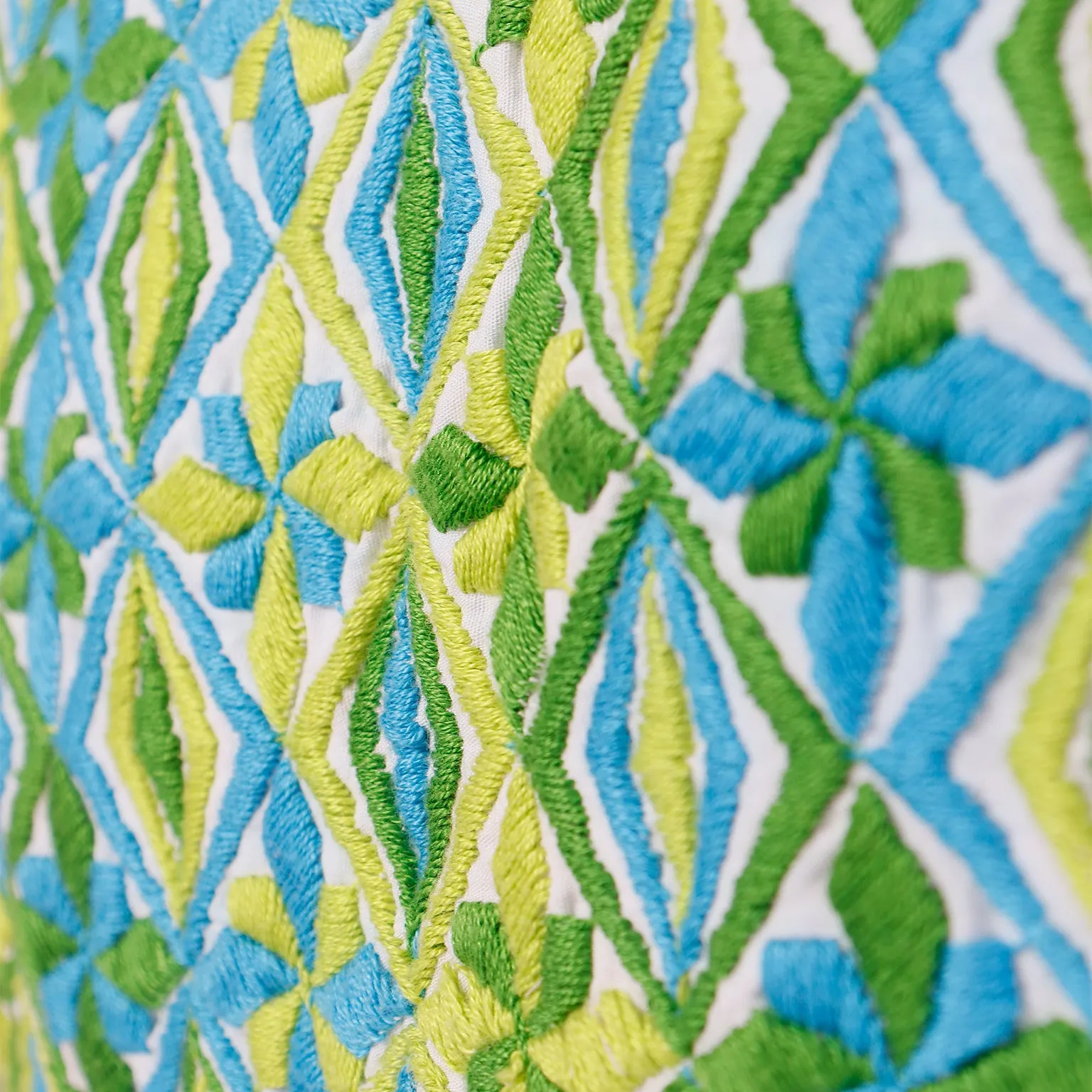 1960s Bill Atkinson Glen of Michigan Embroidered Green & Blue Dress