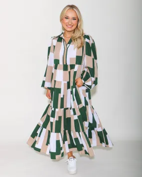 Abstract Print Green Print Maxi Dress Abstract Print Green Print Maxi Dress