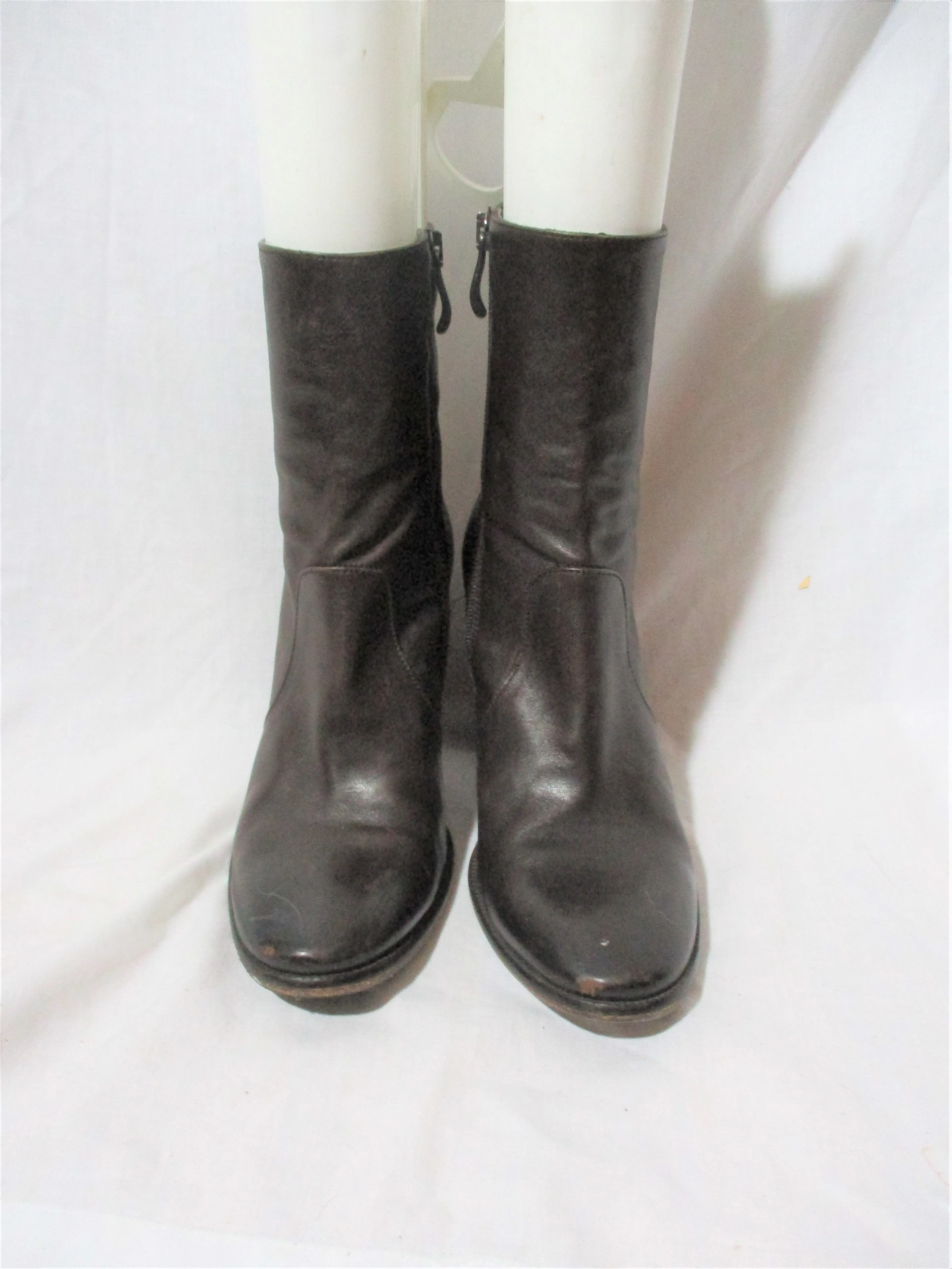 ALBERTO FERMANI 50TH ANNIVERSARY Limited Ed Leather High Heel Bootie Ankle Boot 37.5 BROWN