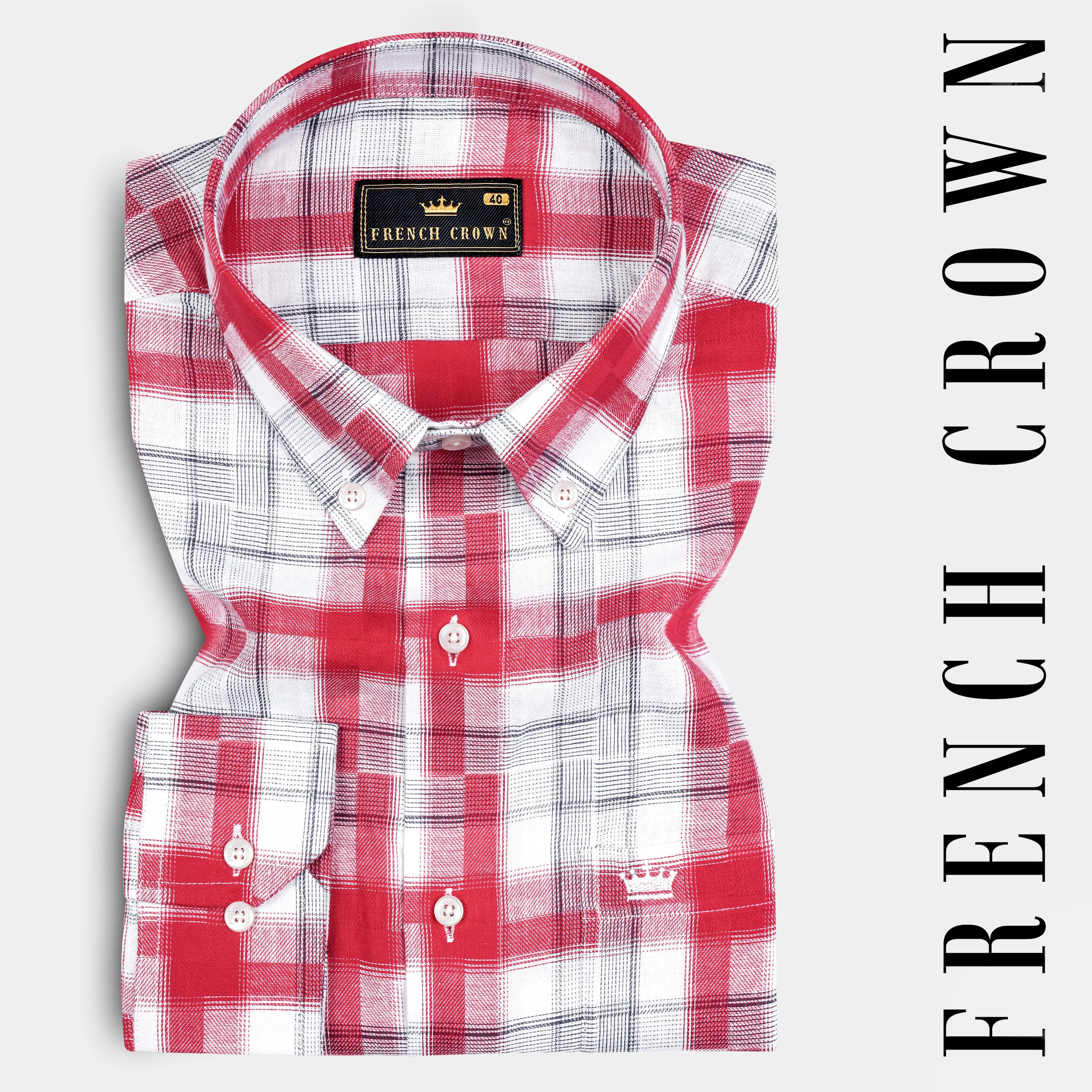 Amaranth Red Plaid Twill Plaid Premium Cotton Shirt