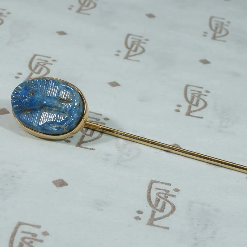 Ancient Lapis Pharaoh Gold Lapel Pin