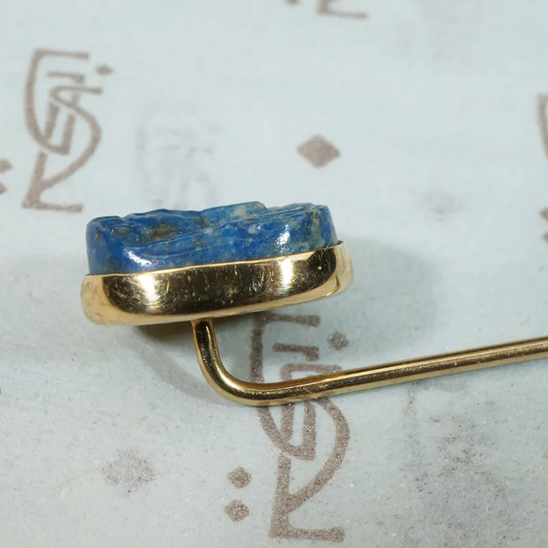 Ancient Lapis Pharaoh Gold Lapel Pin