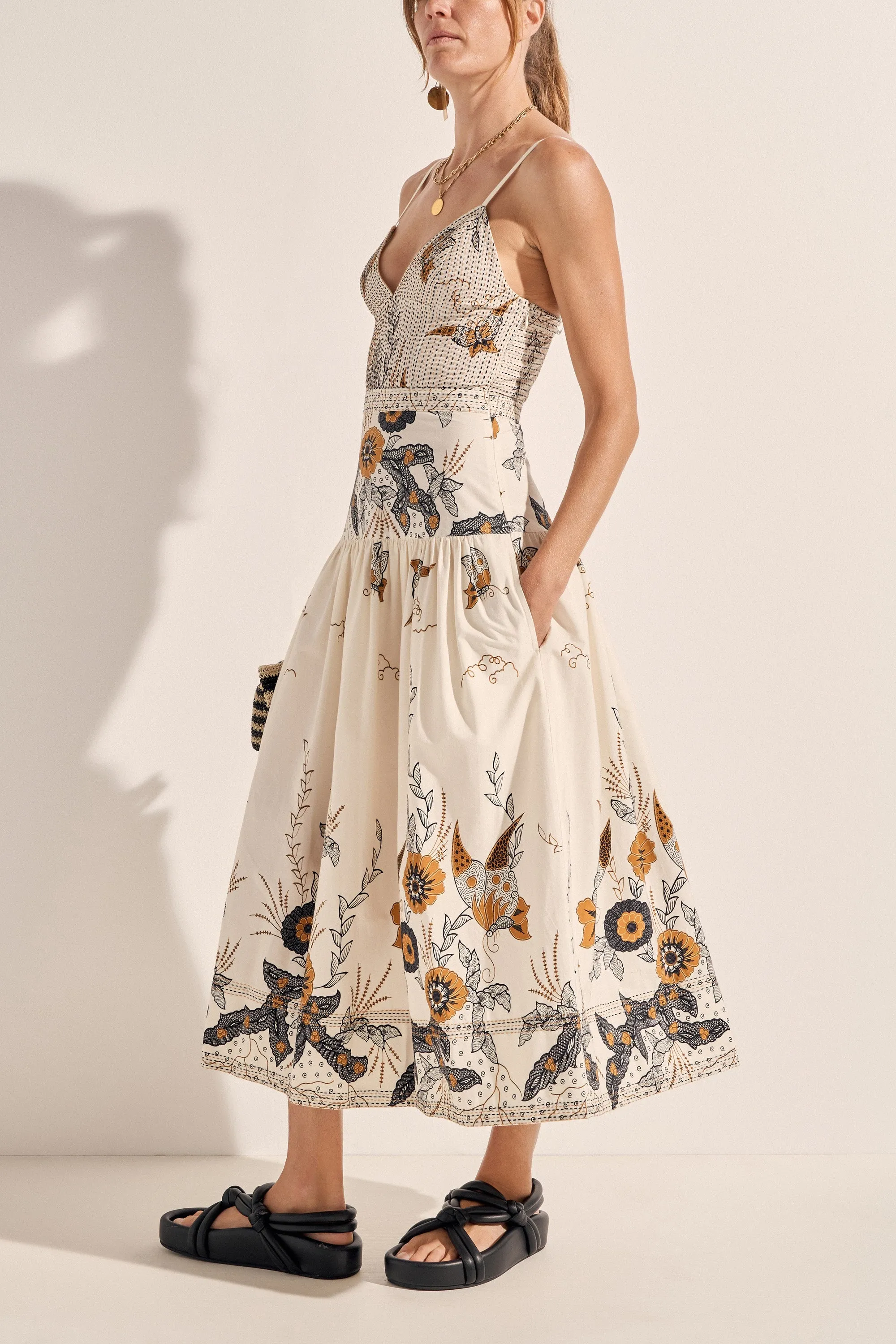 Aphrodite Cream Batik Print Dress