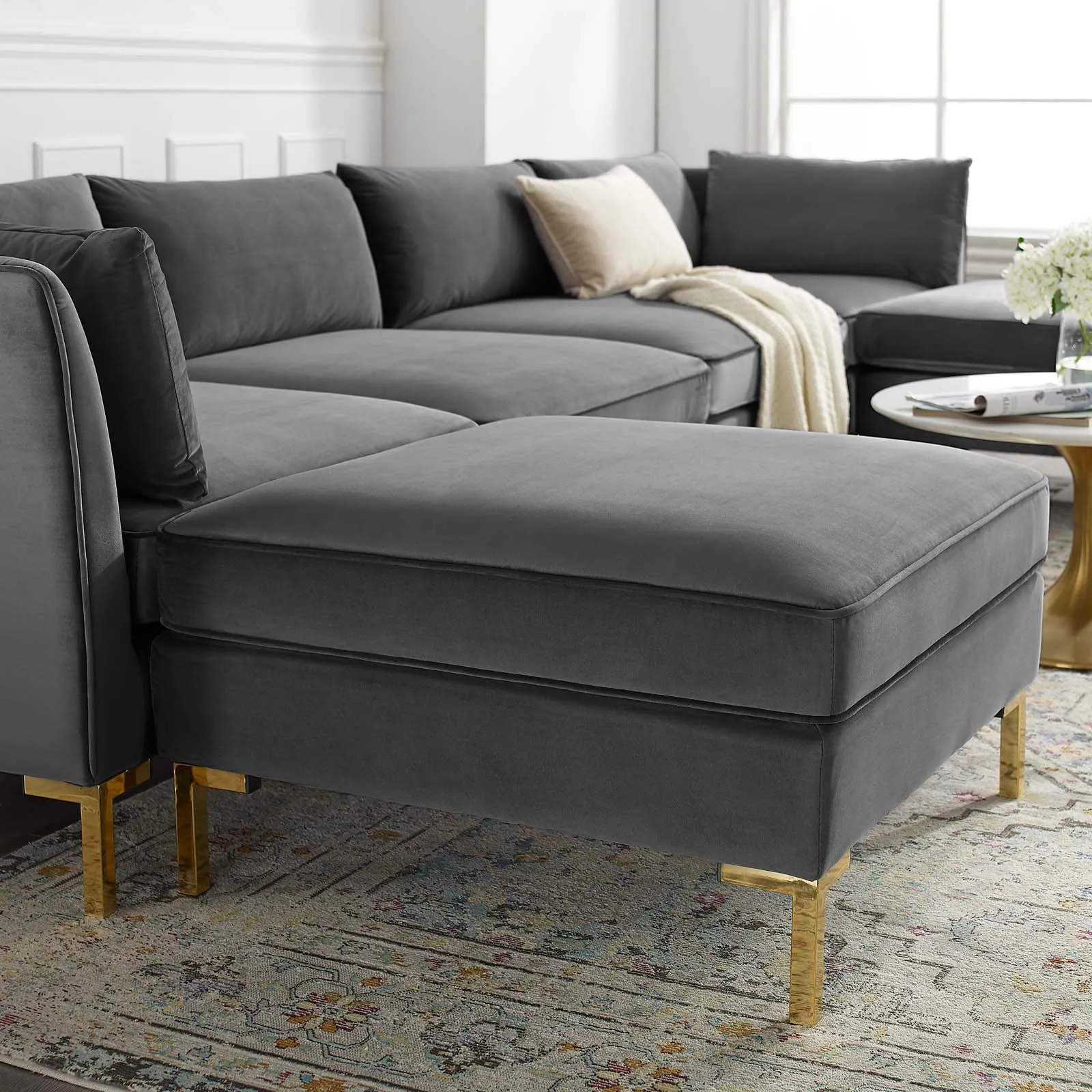 Ardent 6-Piece Performance Velvet Sectional Sofa by Modway