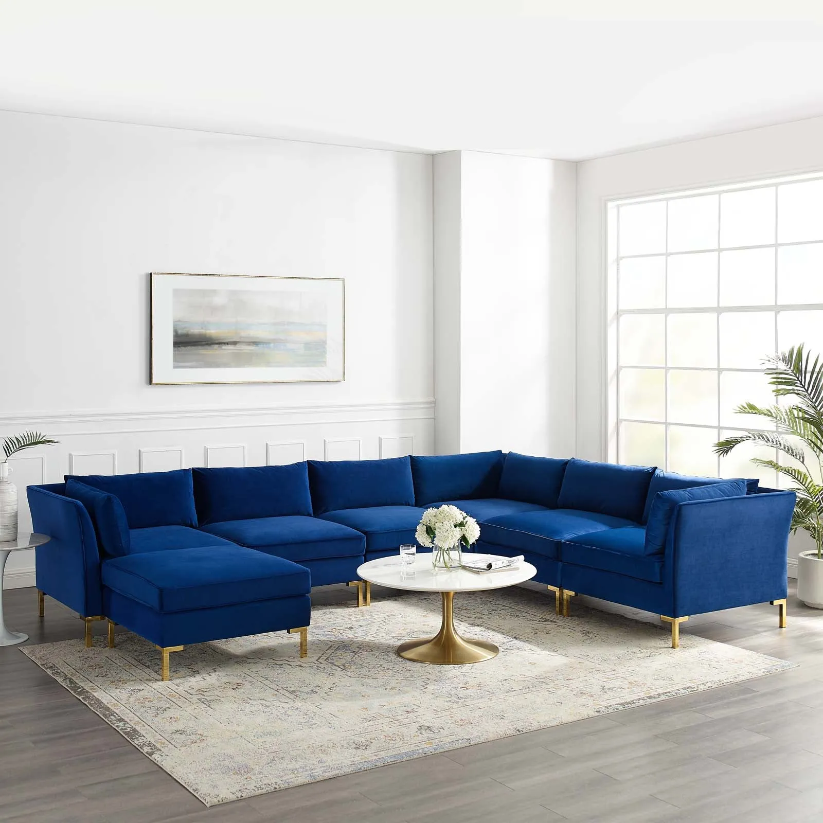 Ardent 7-Piece Performance Velvet Sectional Sofa by Modway