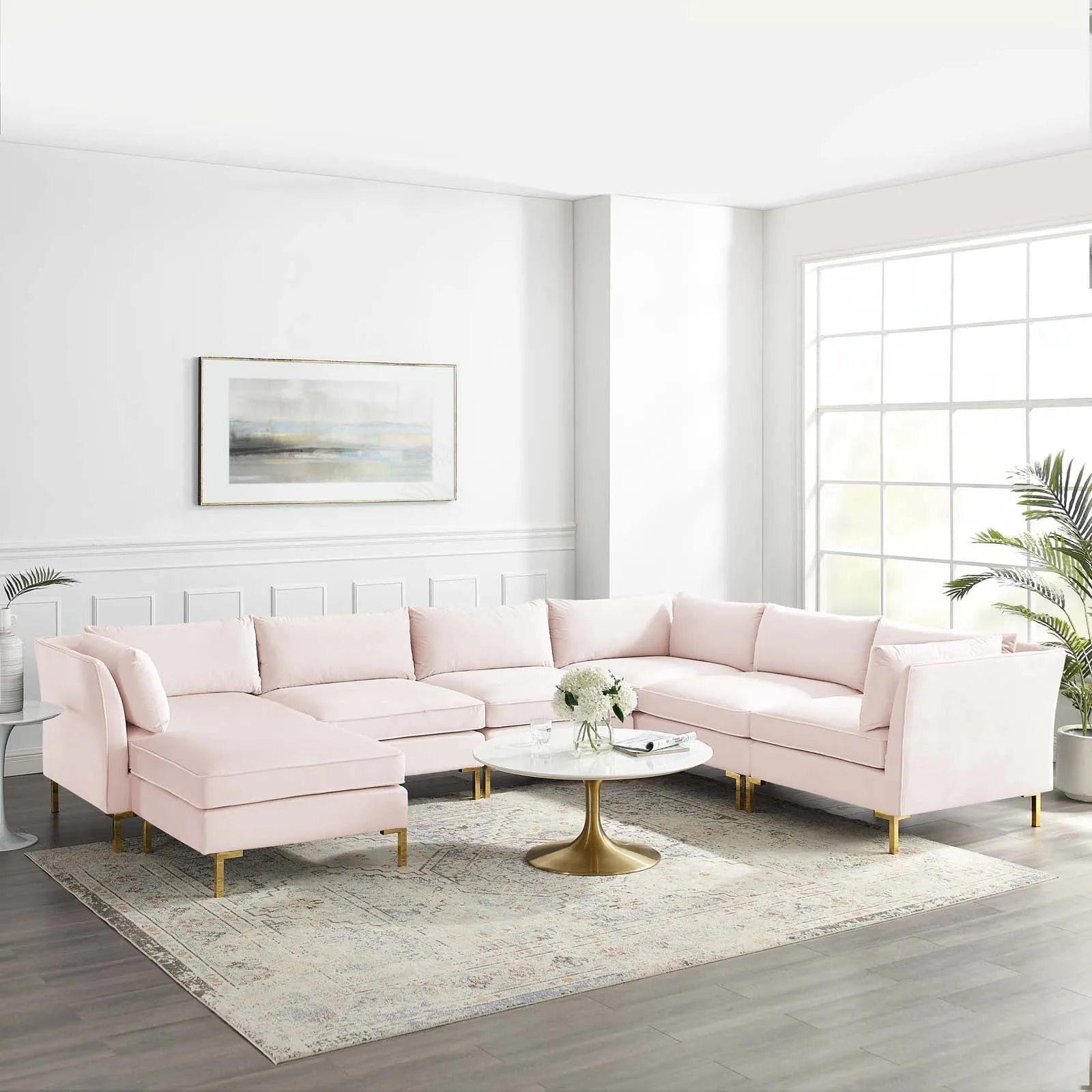 Ardent 7-Piece Performance Velvet Sectional Sofa by Modway