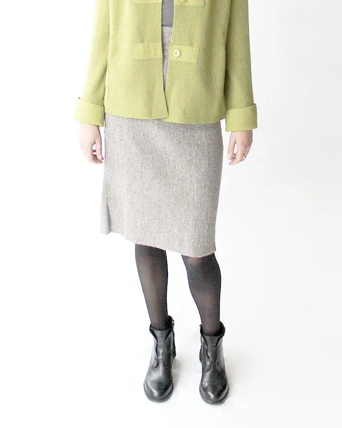 Banded Alpaca Knit Pencil Skirt