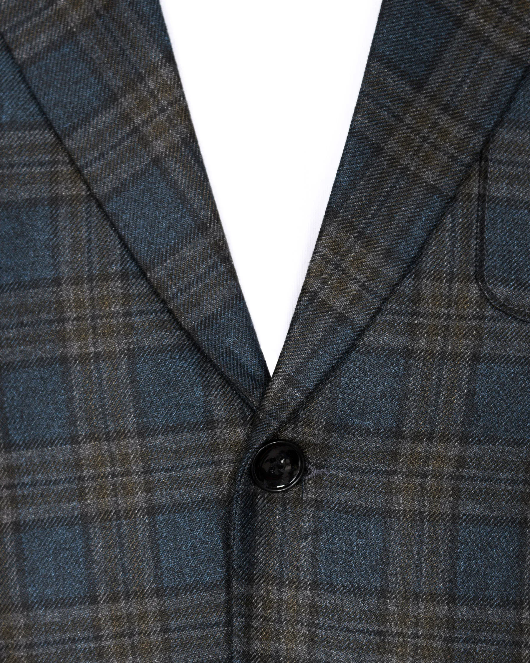 Bayoux Blue with brown Windowpane Wool Rich Blazer