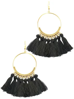 Big Hoop Golden Dangle Fringe Earrings Big Hoop Golden Dangle Fringe Earrings