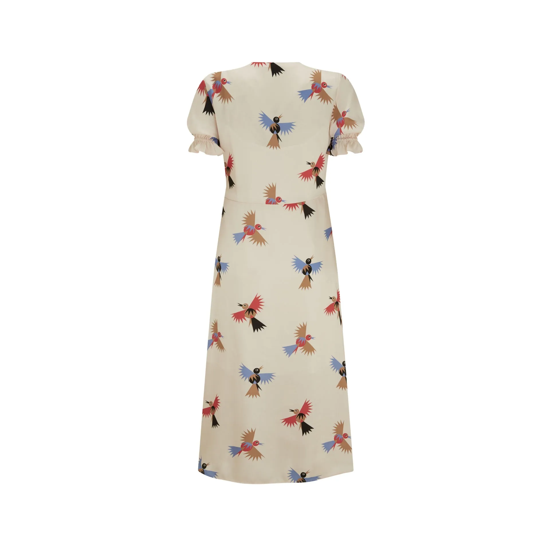 Bird Print Ivory White Dress