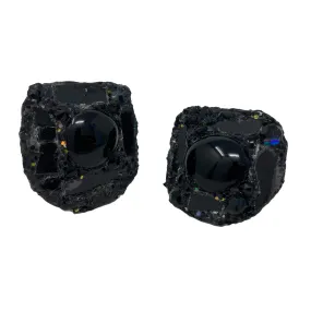 BLACK SQUARE CLIP-ON EARRINGS BLACK SQUARE CLIP-ON EARRINGS