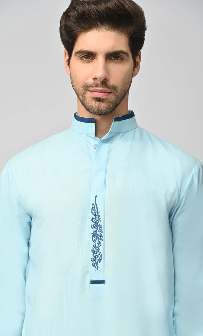 Buy Mens Arabian Contrasting Detailing Embroidered Thobe/Jubba With Pockets