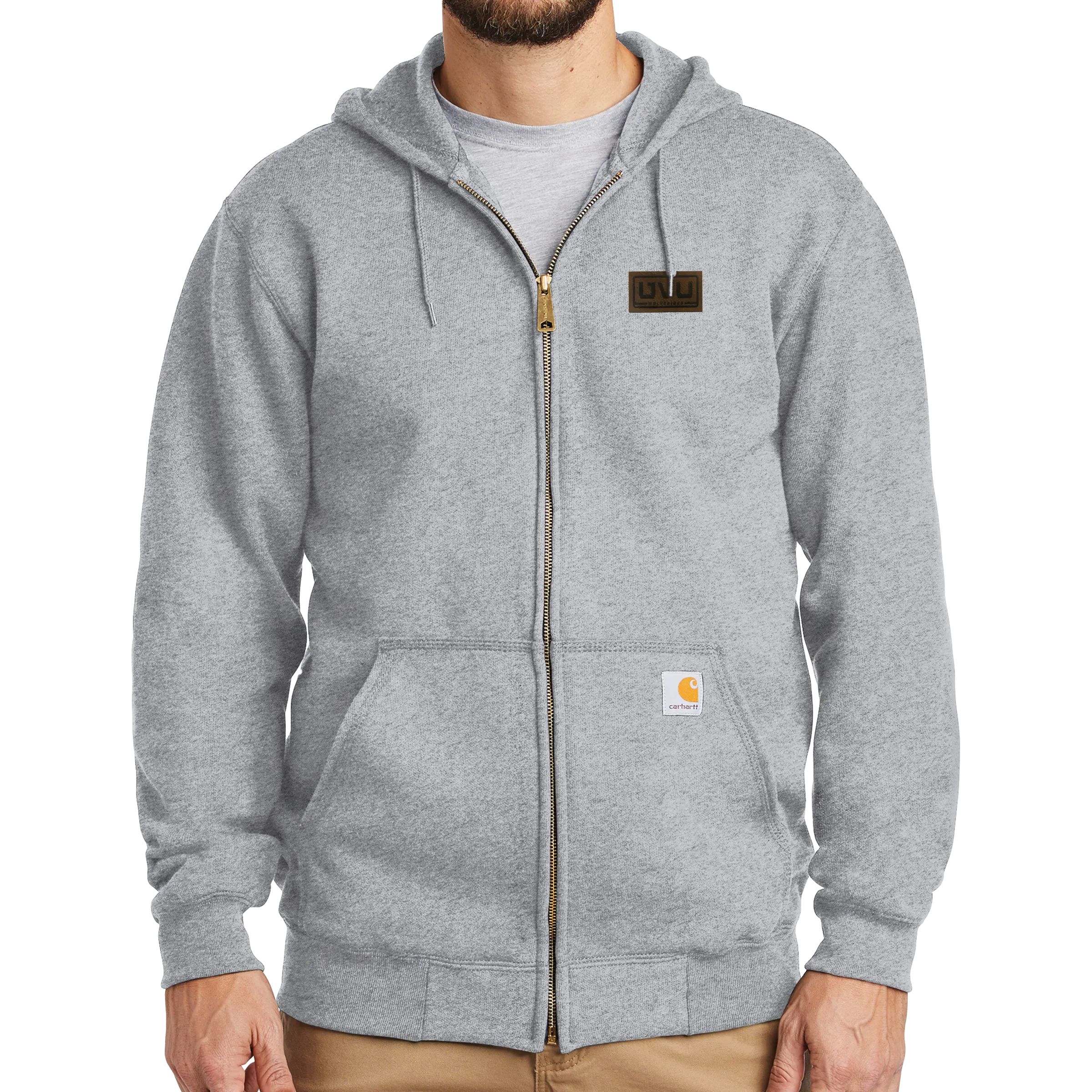 Carhartt Midweight Hooded Zip-Front Sweatshirt -  Pleather Mono Patch