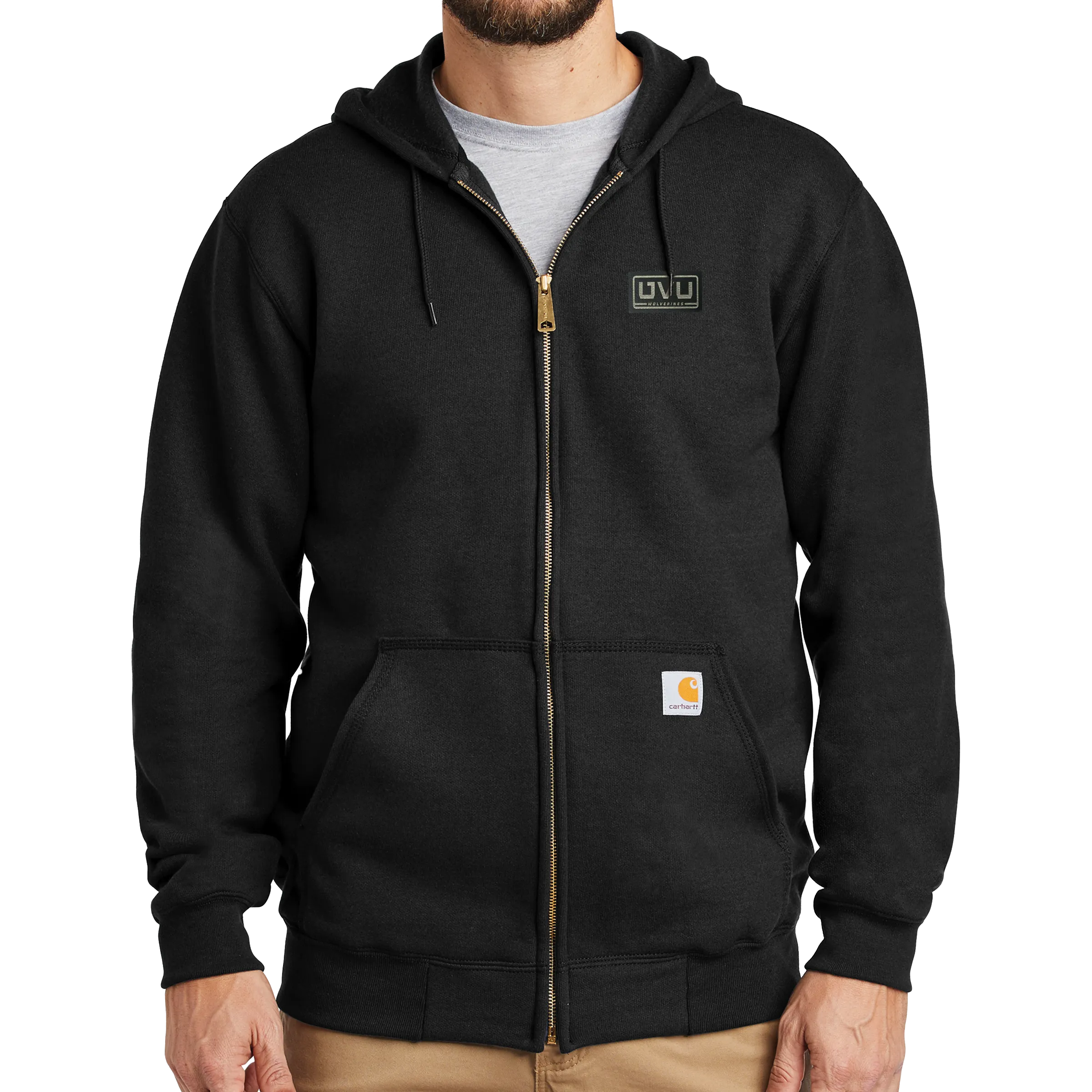 Carhartt Midweight Hooded Zip-Front Sweatshirt -  Pleather Mono Patch