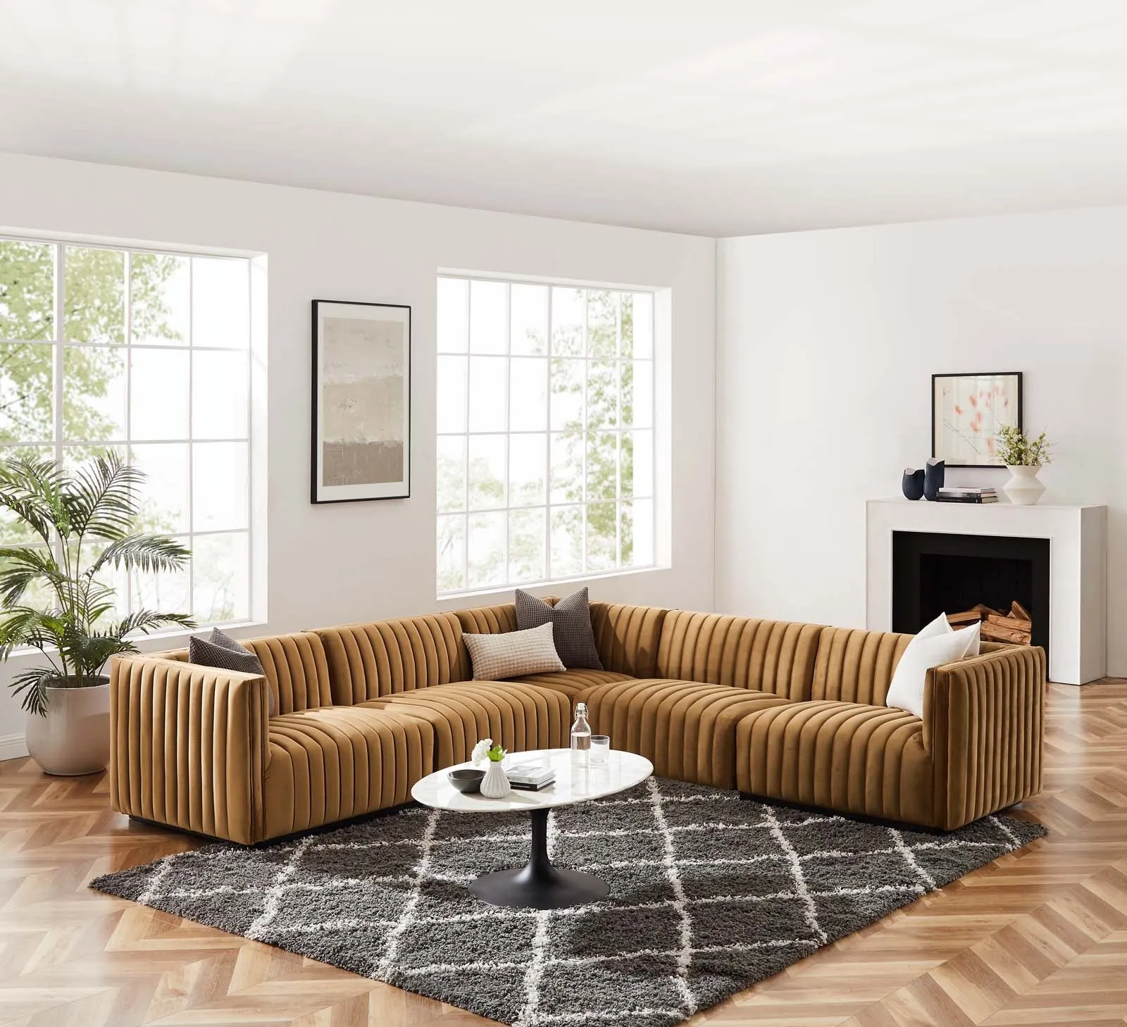 Conjure Channel Tufted Performance Velvet 5-Piece Sectional by Modway