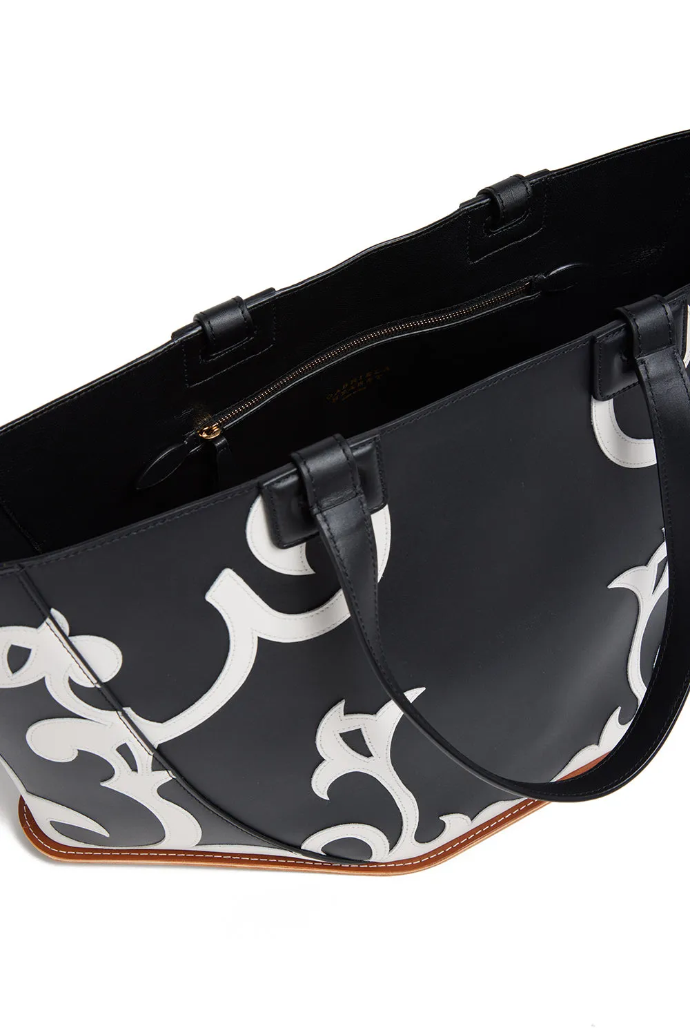 Coyote Tote Bag in Black & Ivory Leather
