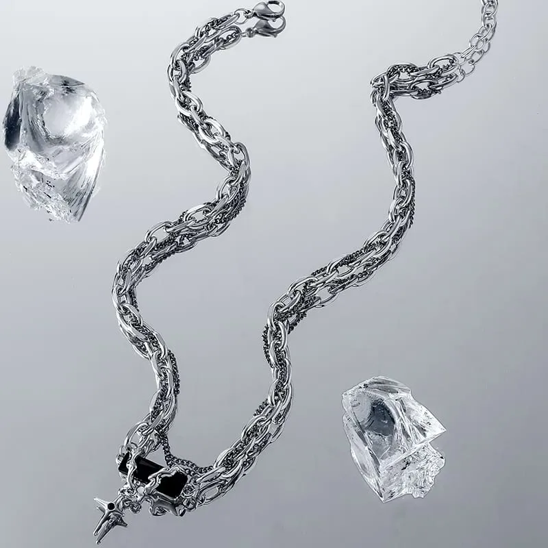 Double Layer Cross Pendant Necklace