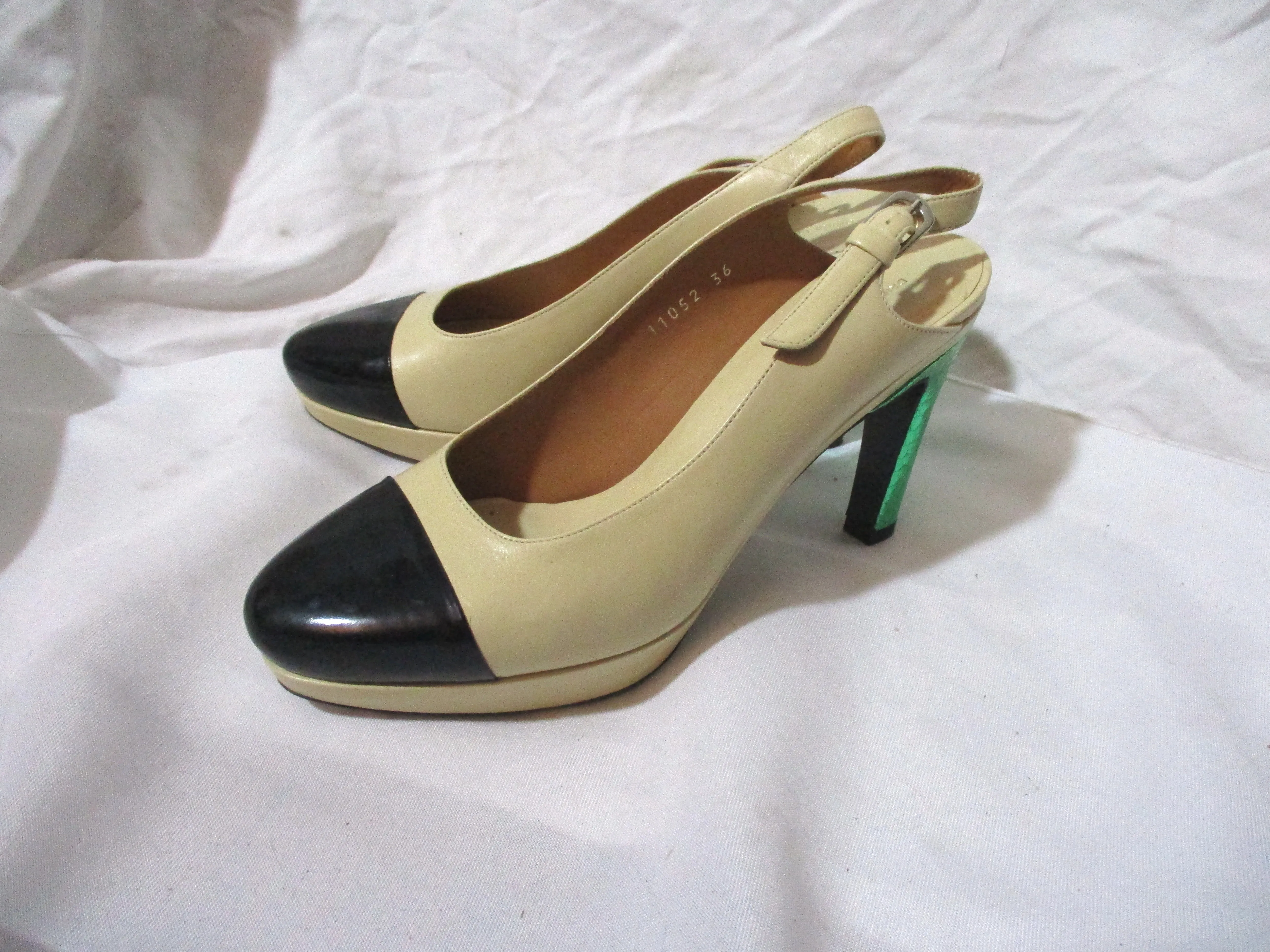 DRIES VAN NOTEN Snake Heel Metallic LEATHER High Heel Pump Shoe 38 Cap Toe