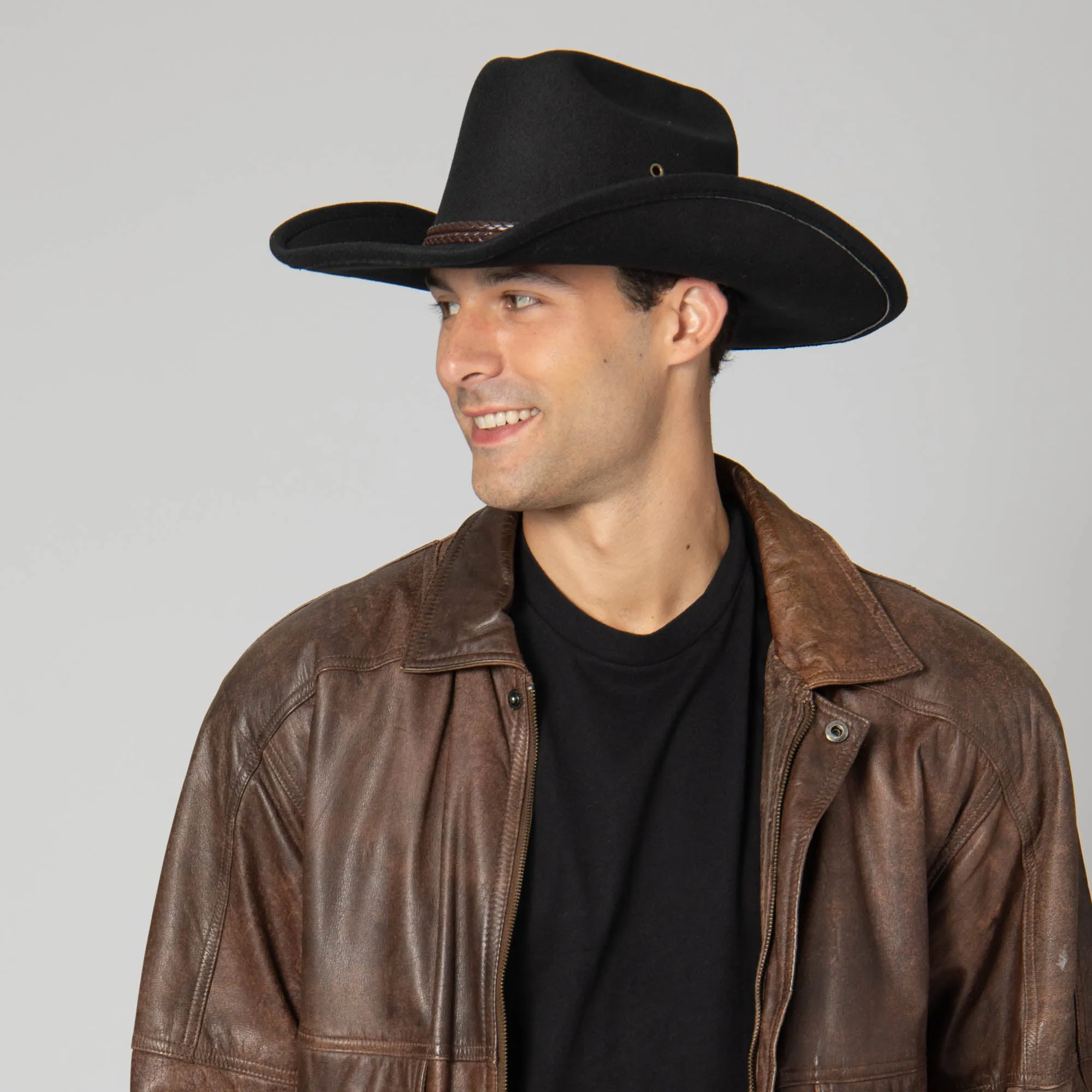 Dwight - Cattleman's Crease Cowboy with Leather Band and Brass Gromets