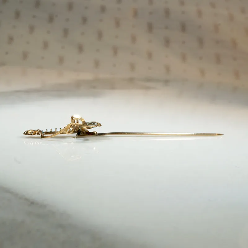 Enameled Gold Rapier Cravat Pin