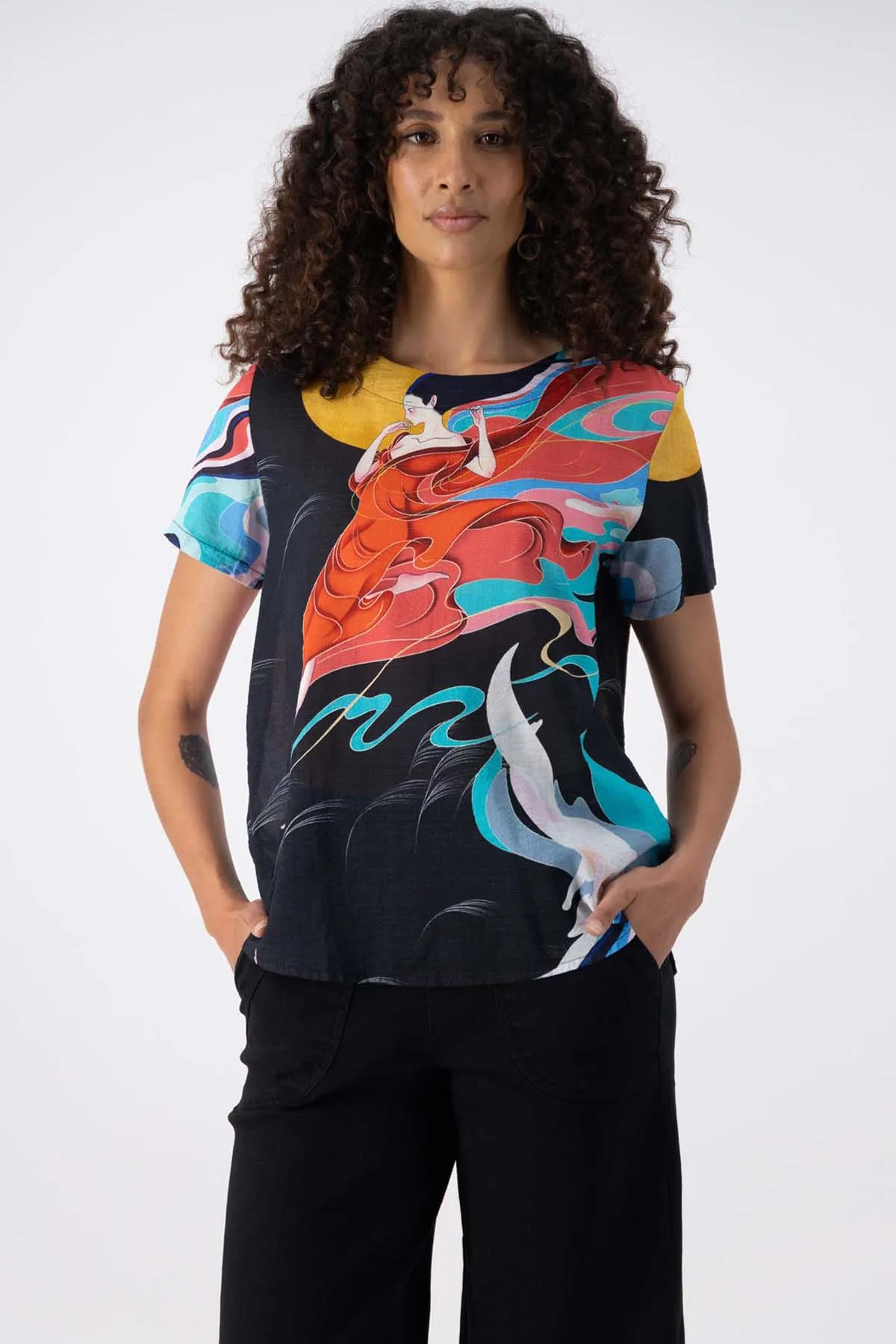 Faith Top Black in Seersucker