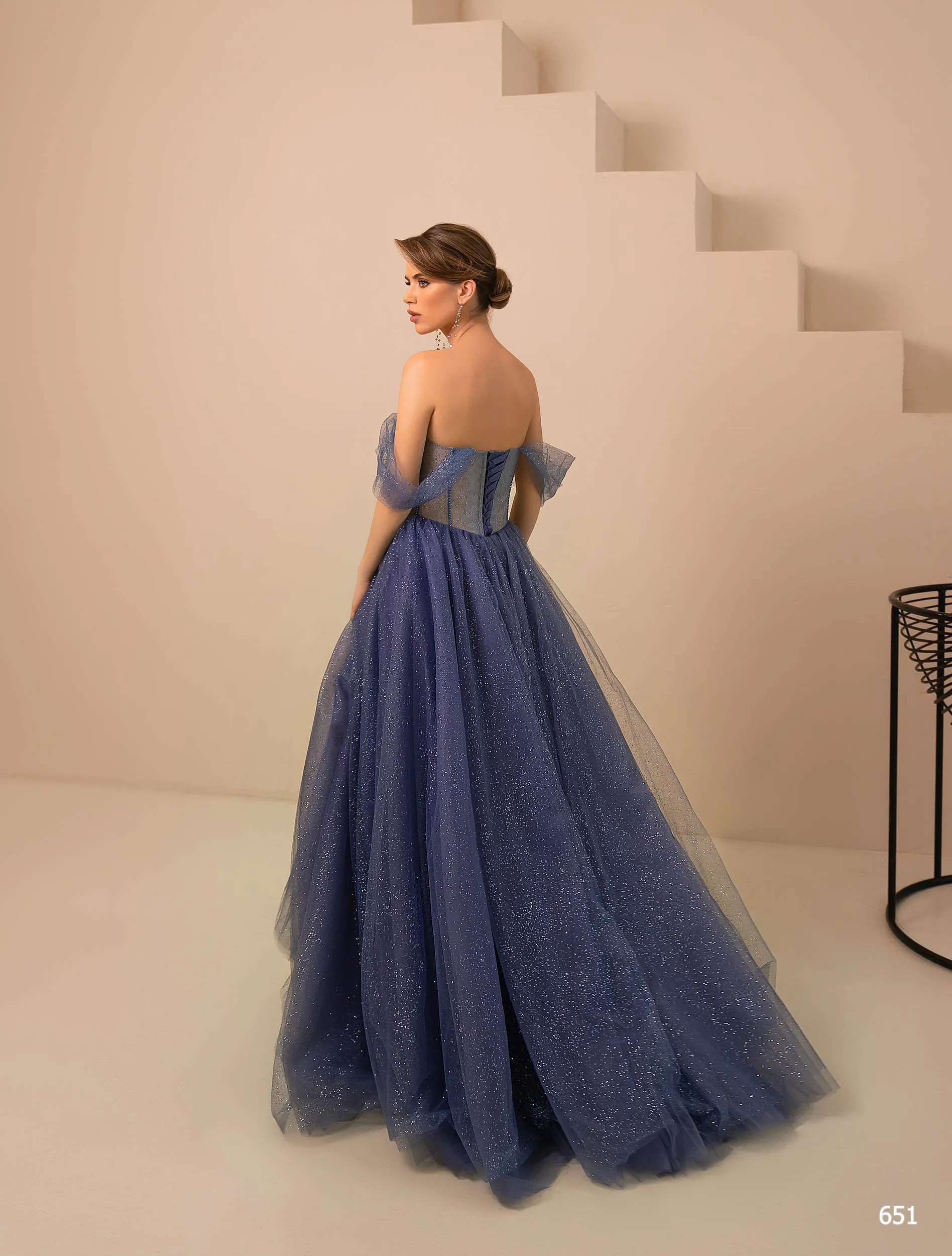 Glitzy Off-Shoulder Corset Princess Gown