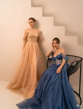 Glitzy Off-Shoulder Corset Princess Gown