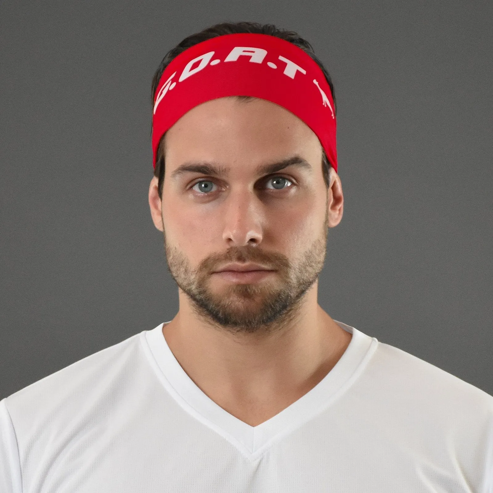 G.O.A.T Red and White Double-sided Wide Headband