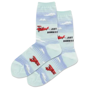 HOTSOX Women's Just Married Plane Crew Socks HOTSOX Women's Just Married Plane Crew Socks