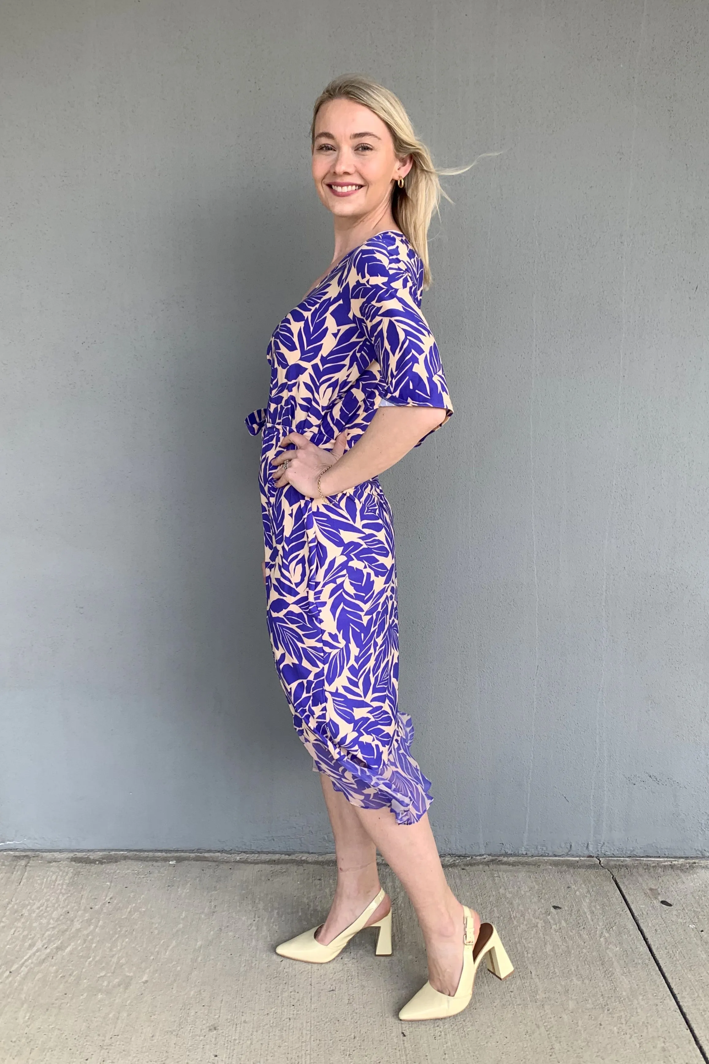 Illium - 400748C Print Chiffon Wrap Dress