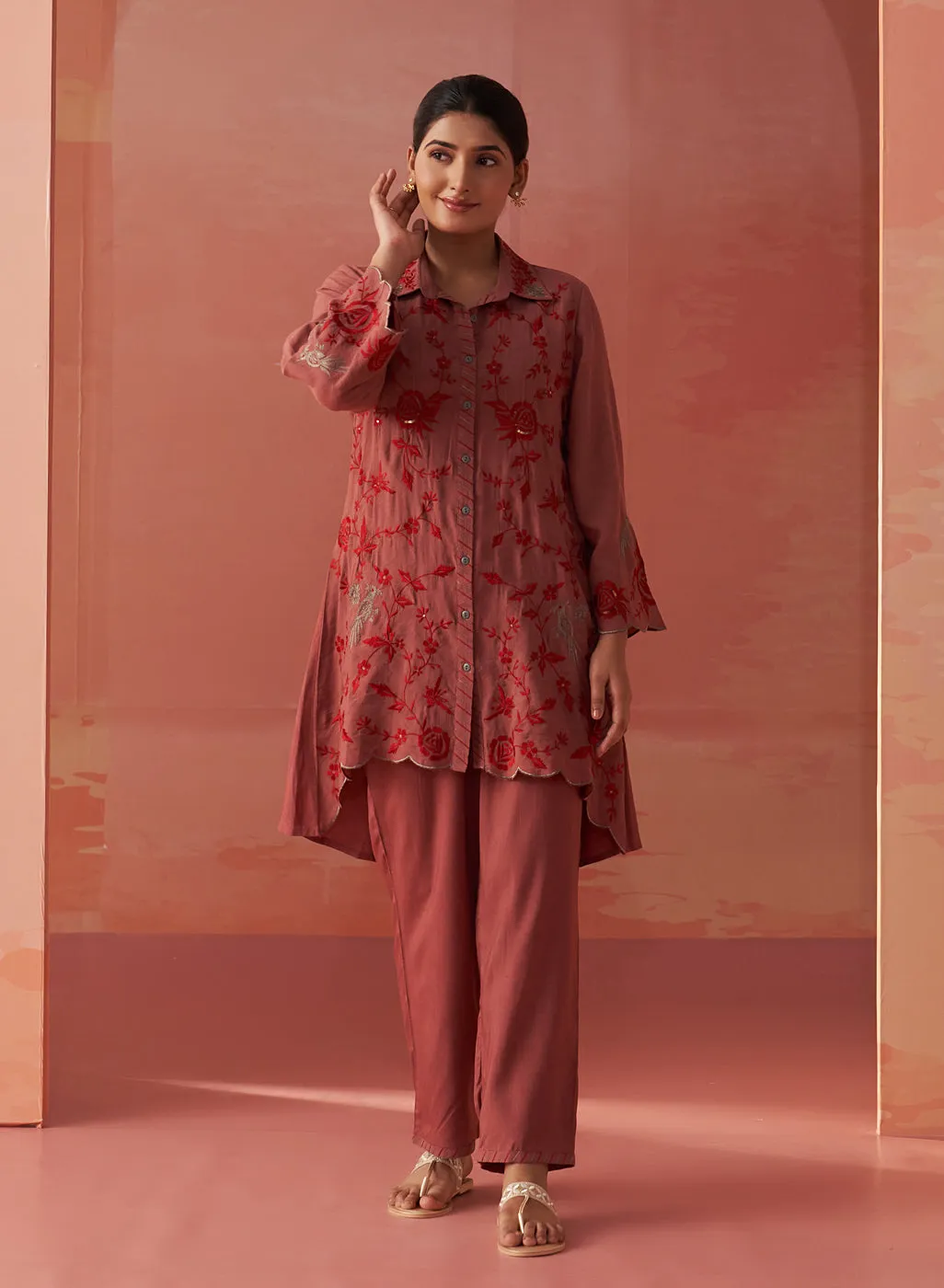 Iqra Redwood Embroidered Cotton Co-ord Set for Women