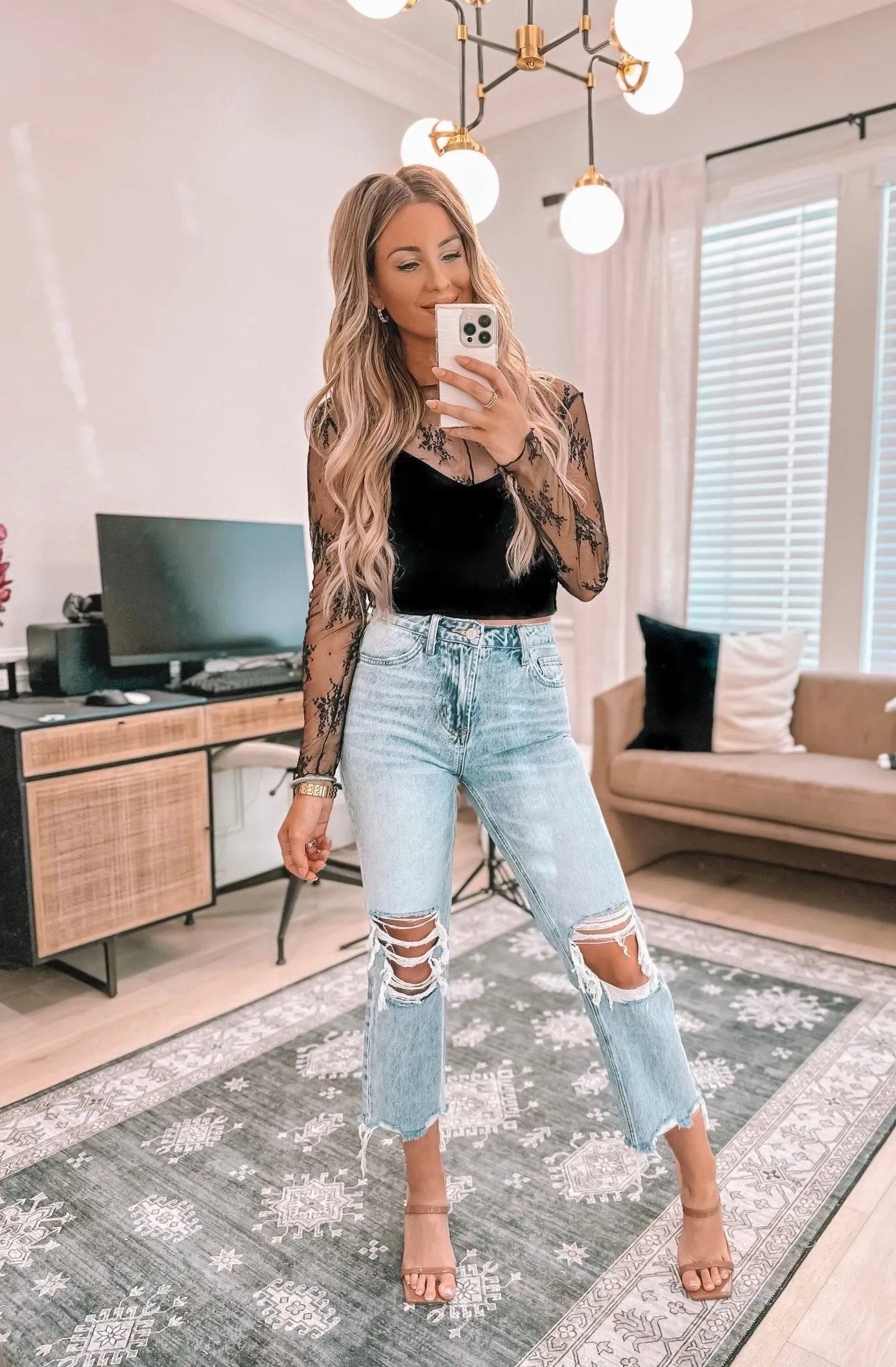 Light Wash Distressed Blue Melody Vintage Crop Straight Jeans