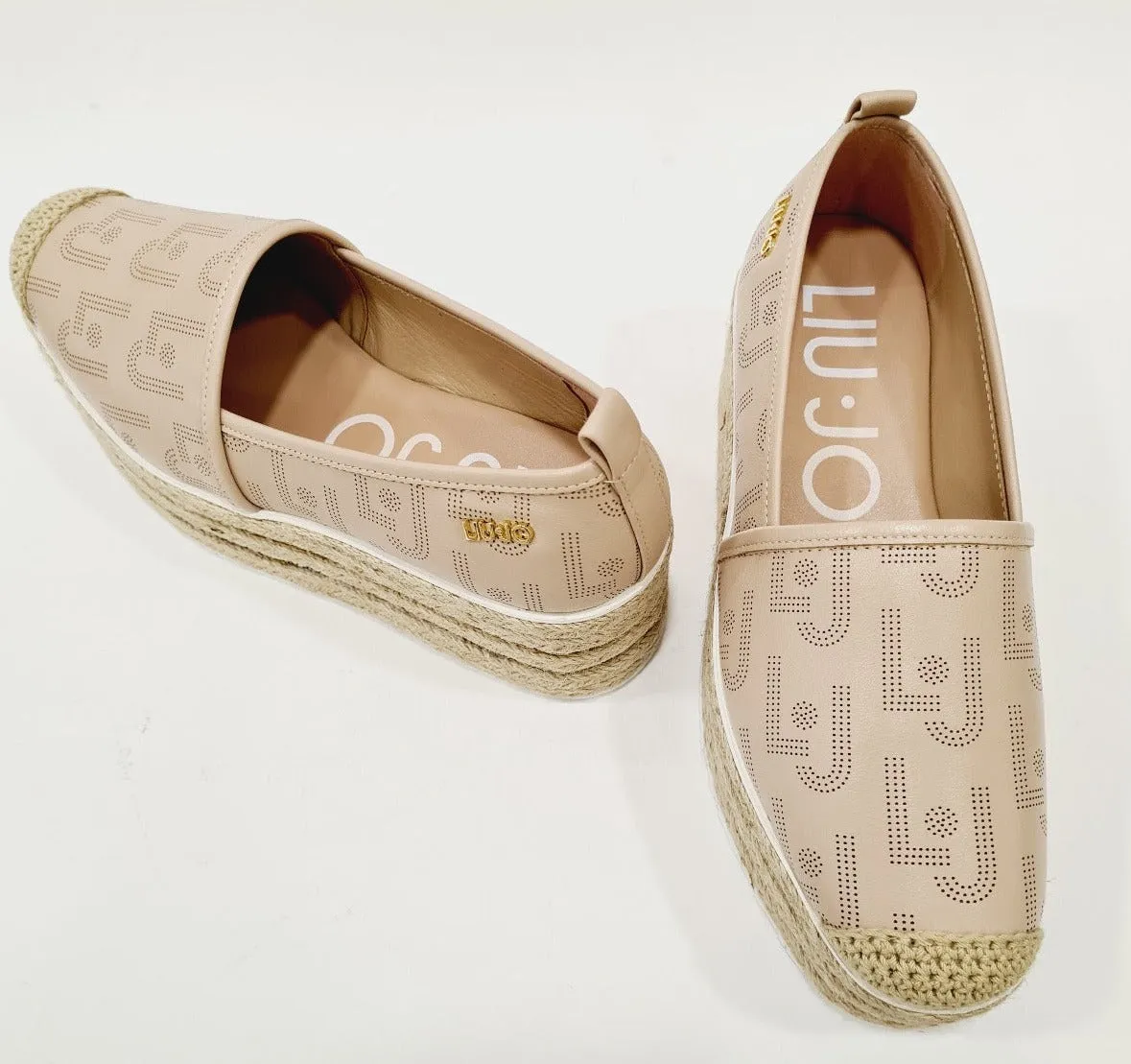 Liu-Jo espadrillas platform con logo alta 6,5 cm.pelle rosa rif.686
