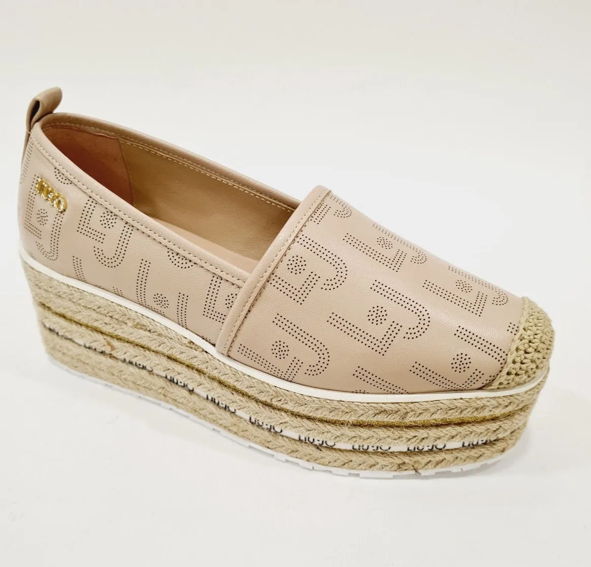 Liu-Jo espadrillas platform con logo alta 6,5 cm.pelle rosa rif.686