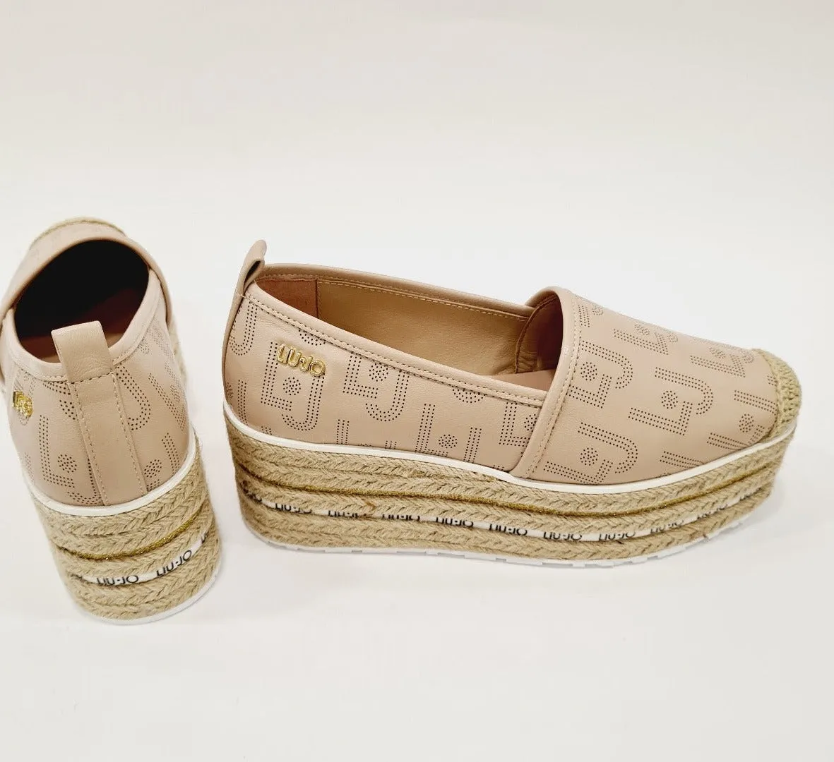 Liu-Jo espadrillas platform con logo alta 6,5 cm.pelle rosa rif.686