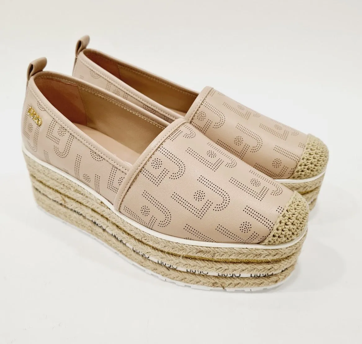 Liu-Jo espadrillas platform con logo alta 6,5 cm.pelle rosa rif.686