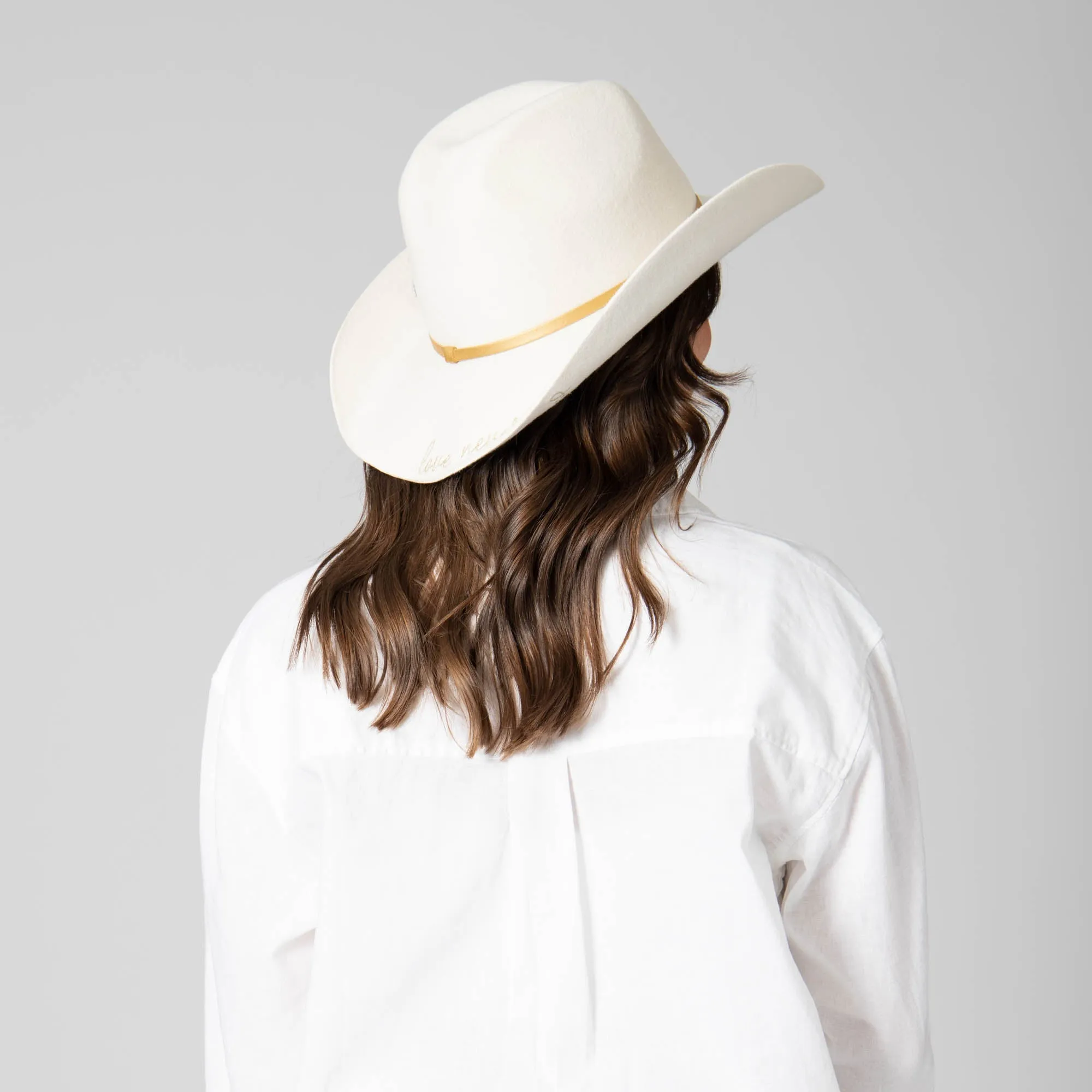 Love Never Fails - Women's Felt Cowboy with Embroidered Rose