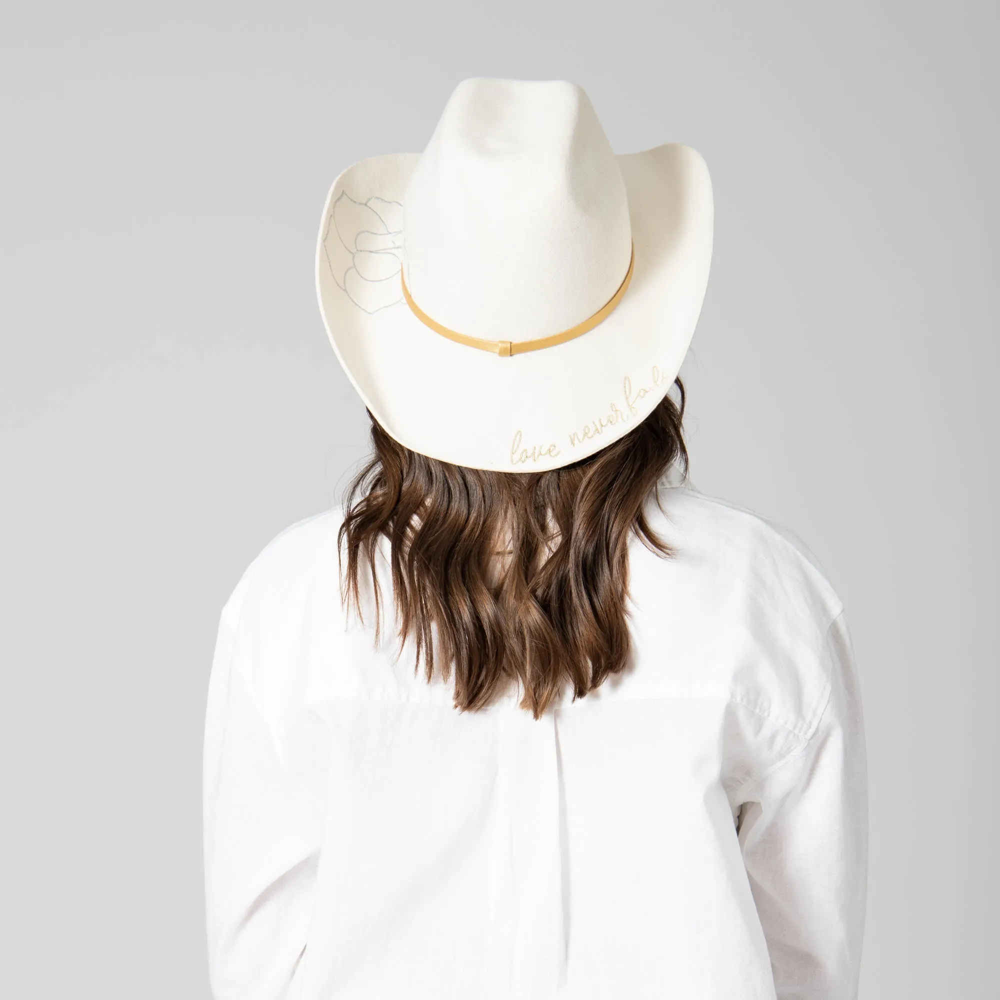 Love Never Fails - Women's Felt Cowboy with Embroidered Rose
