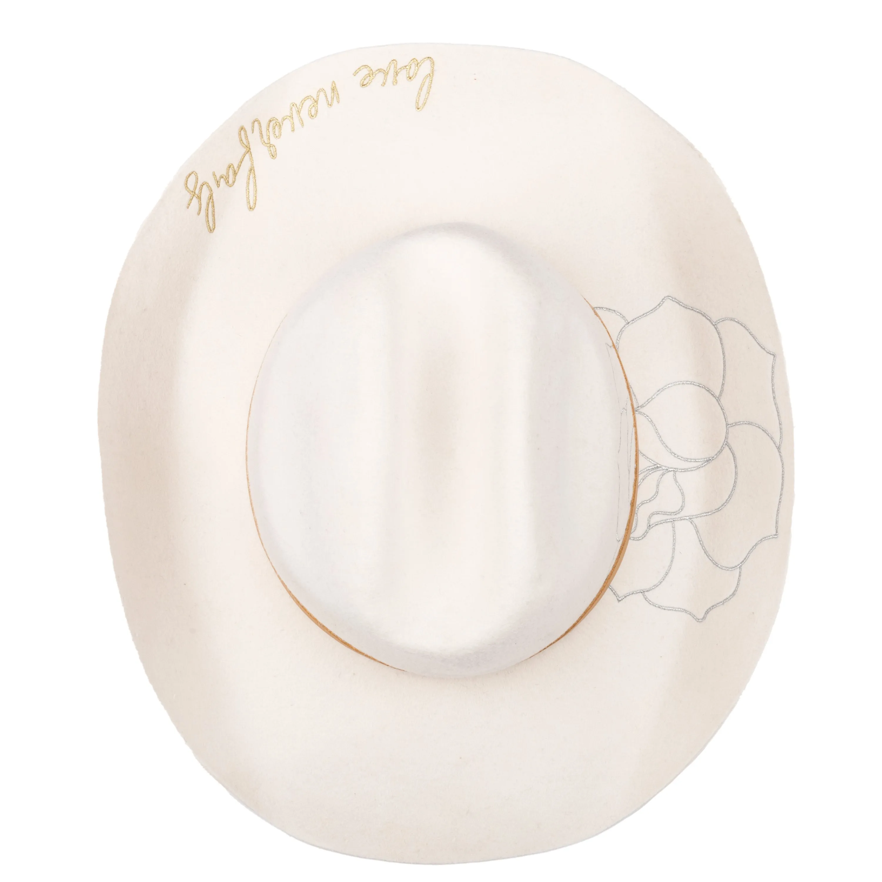 Love Never Fails - Women's Felt Cowboy with Embroidered Rose