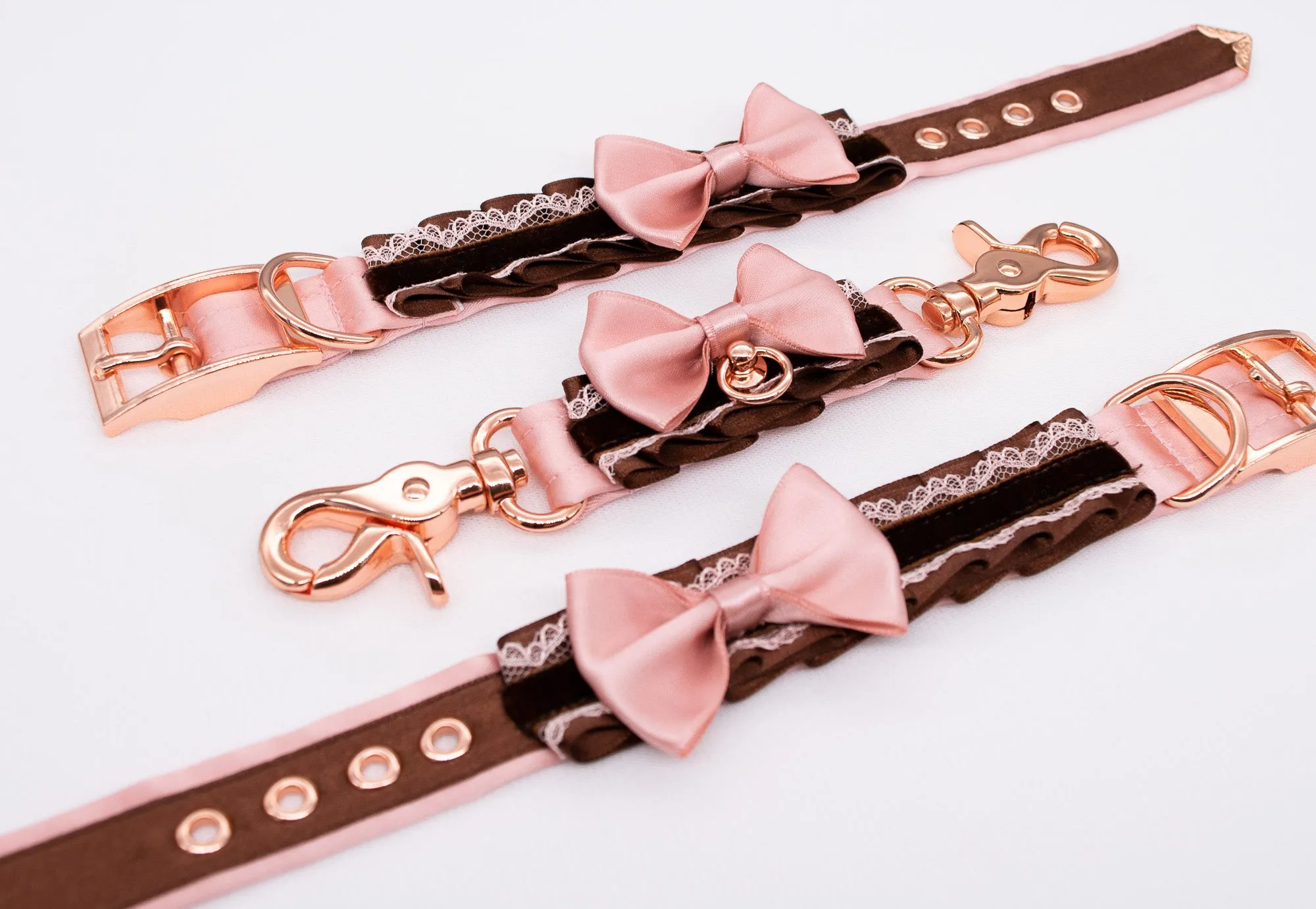 Mauve and Chocolate Brown Luxury BDSM Cuffs