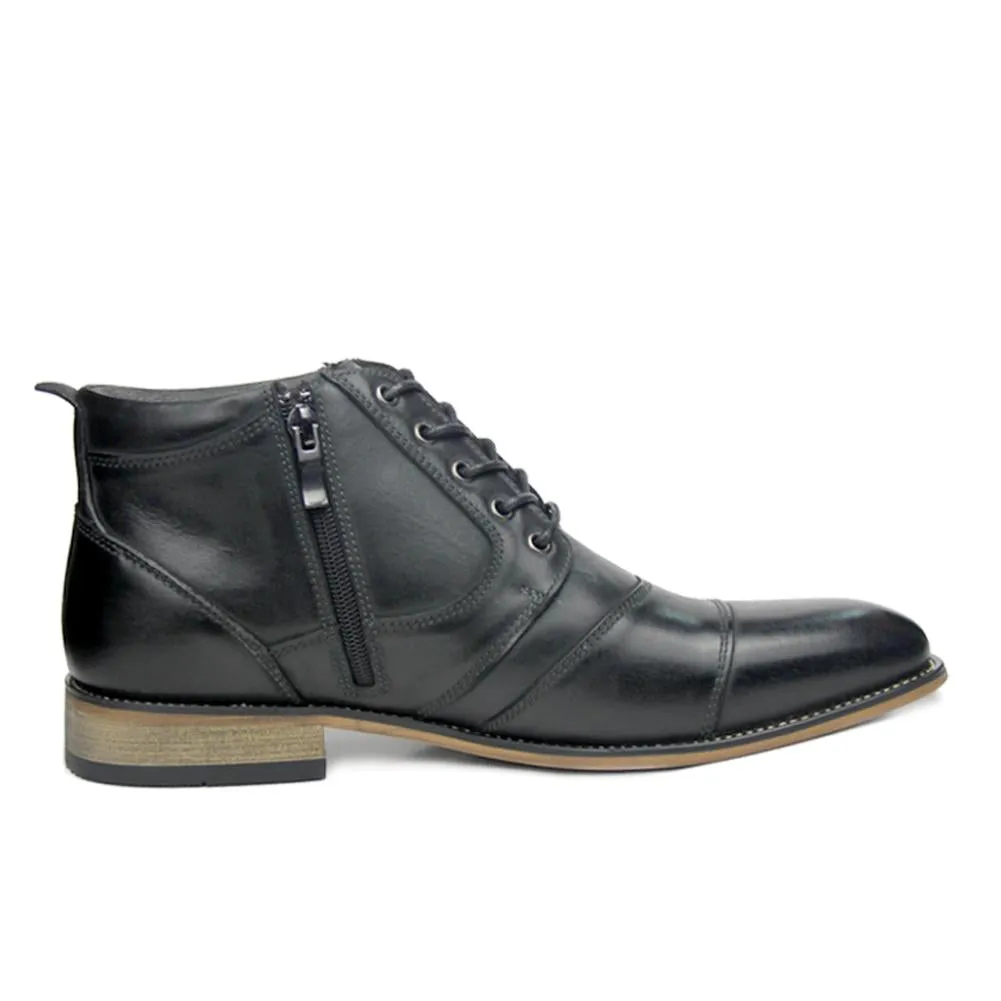 Men's Leather Dress Boots With Zipper