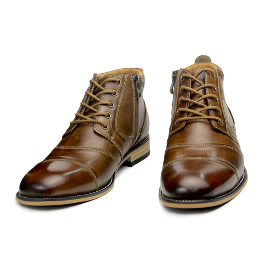 Men's Leather Dress Boots With Zipper