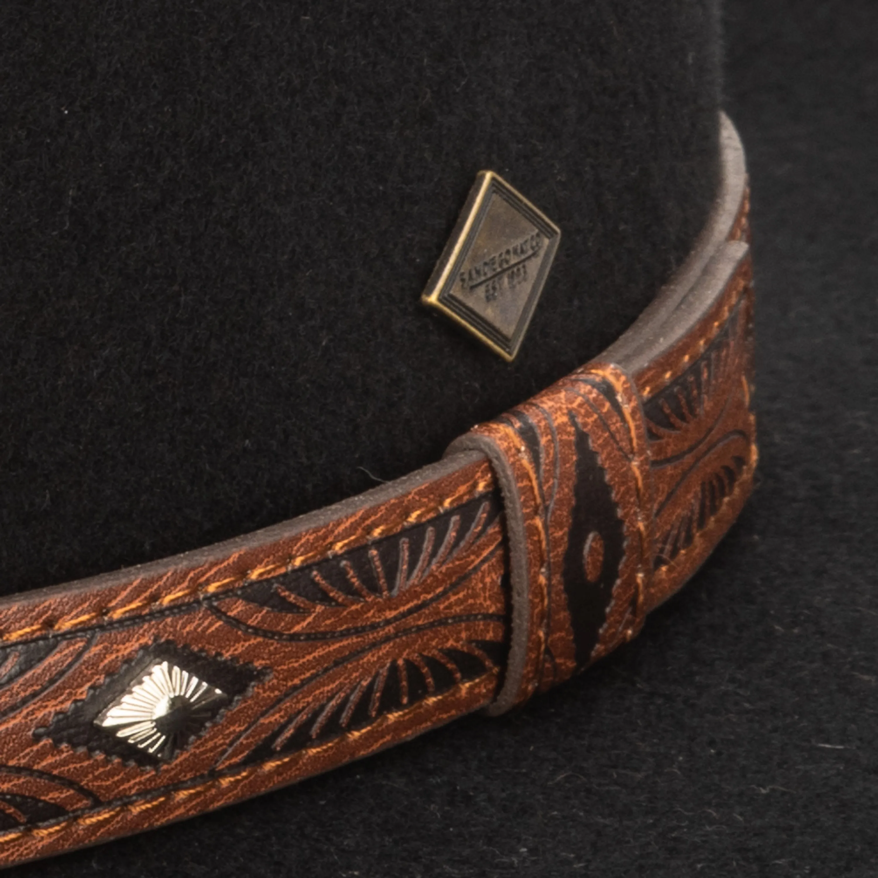 Men's Wool Felt Cowboy Hat With Embossed Faux Leather Trim