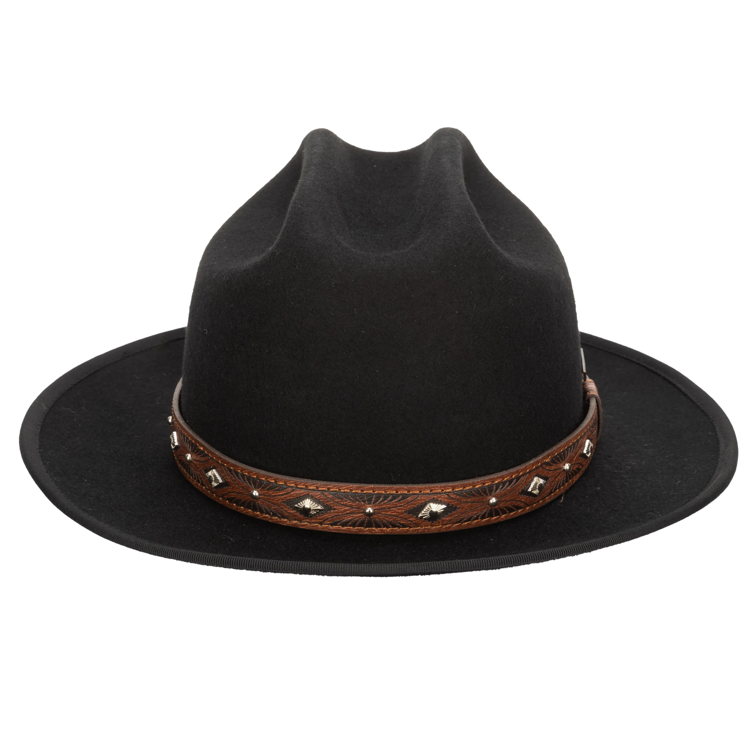 Men's Wool Felt Cowboy Hat With Embossed Faux Leather Trim
