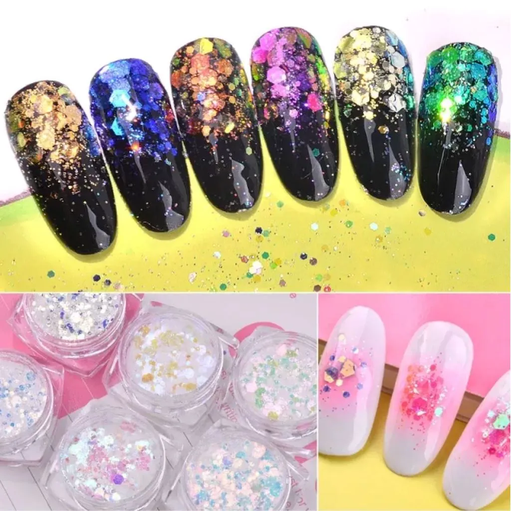 Mermaid Nail Flakes Holographic Glitter Jar