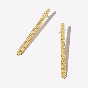 Minimal Stick Earrings - Hammered Brass