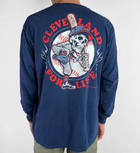 Navy Cleveland Baseball For Life Long Sleeve Navy Cleveland Baseball For Life Long Sleeve