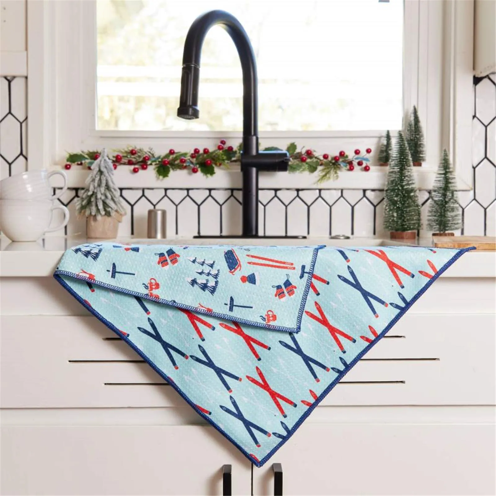 Nordic Sports blu Kitchen Tea Towel-Double-Sided Print