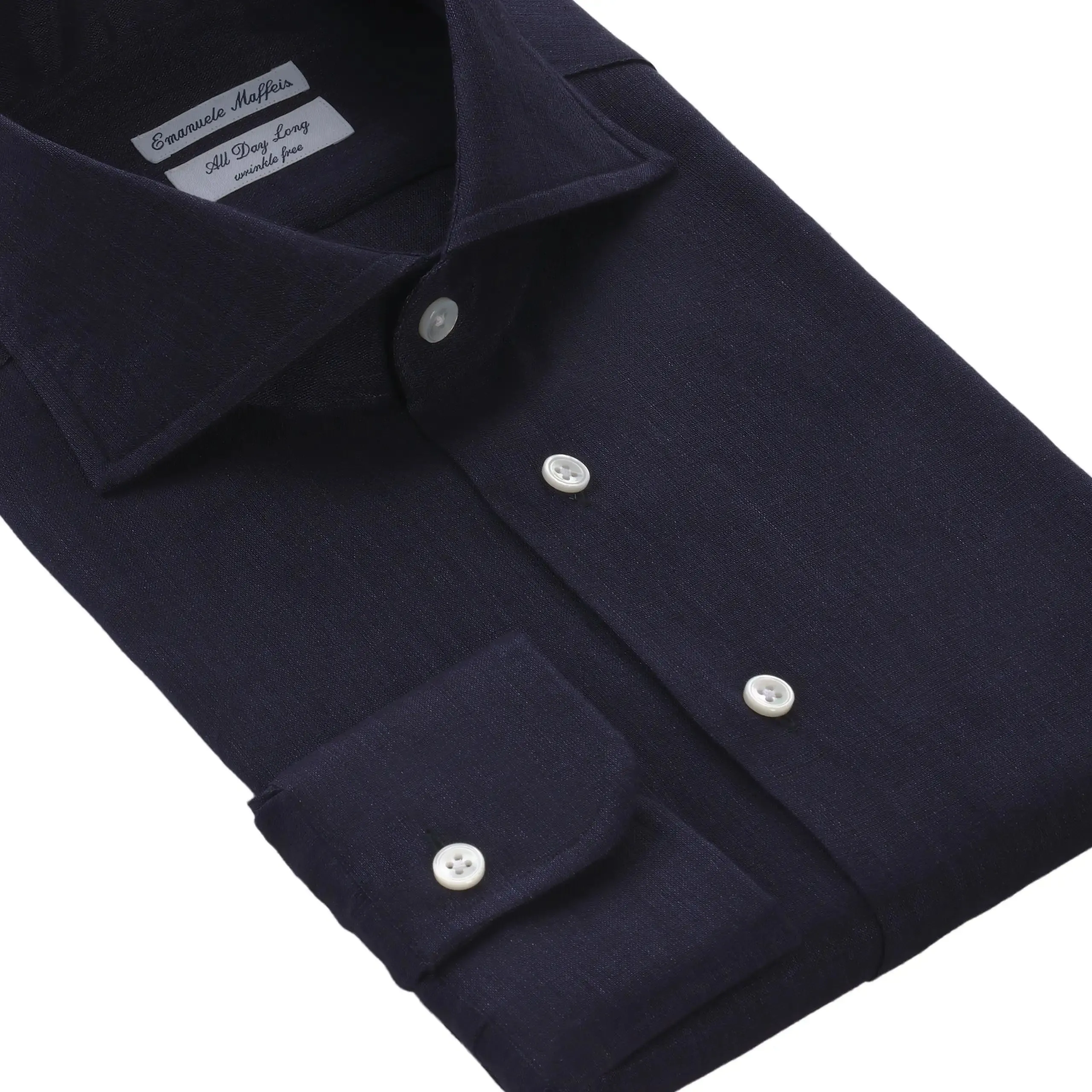 "All Day Long" Linen Shirt in Dark Blue